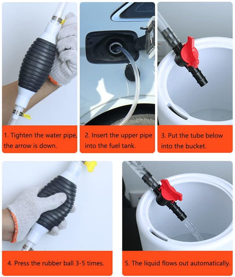 Multifunction Liquid Sucker Pump, Manual Fuel Transfer Pump Gasoline Siphone Hose, Portable Siphon Pump For Gasoline Diesel And Other Liquid Water, with 3.2/6.5/9.8ft Siphon Hose. (6.5 ft)
