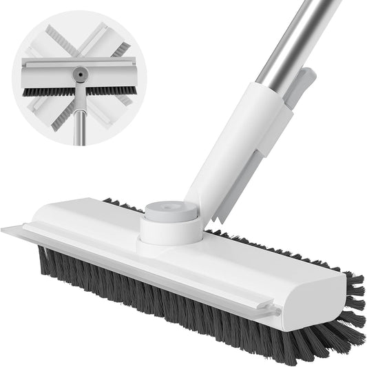 PowerScrub™ 3-in-1 Floor Cleaning Brush – Heavy-Duty Stiff Bristle Scrub Brush with Long Handle & Built-In Scraper for Bathroom, Patio, Kitchen & Outdoor Cleaning