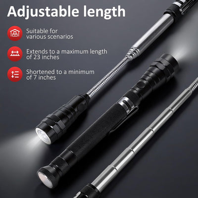 Magnetic Pickup Tool with LED Flashlight, Telescoping Magnet Tool, Father's Day Gift for Dad,Cool Gadget Gift for Men, Dad, Husband, Mechanic & Handyman