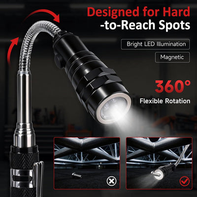 Magnetic Pickup Tool with LED Flashlight, Telescoping Magnet Tool, Father's Day Gift for Dad,Cool Gadget Gift for Men, Dad, Husband, Mechanic & Handyman