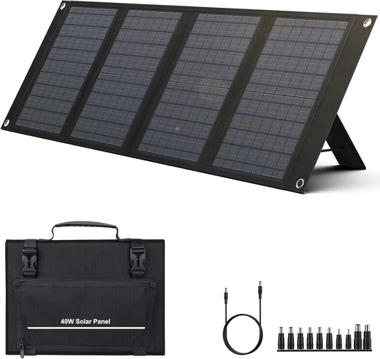 SunVolt™ 40W Foldable Solar Charger – Portable Solar Panel with USB QC3.0 & 12–15V DC Output for Power Stations, Camping, RV & Outdoor Adventures