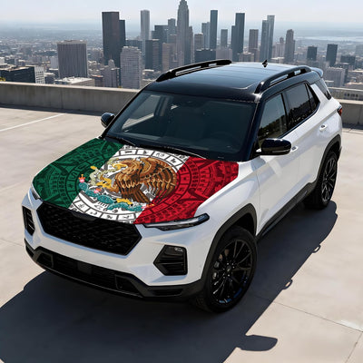Car Hood Cover Flag - 59x51IN Mexico Hood Covers with 2 Adjustable Triangular Fasteners for Cars Decor, Automotive Exterior Accessories Patriotic Decorations - Hood Cover-1