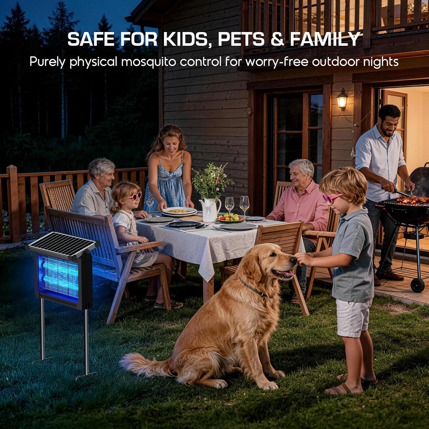 ZapGuard™ Solar Bug Zapper – Waterproof 4500V Cordless Mosquito Killer with Solar & USB Rechargeable Power for Patio, Garden & Outdoor Protection