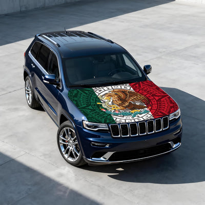 Car Hood Cover Flag - 59x51IN Mexico Hood Covers with 2 Adjustable Triangular Fasteners for Cars Decor, Automotive Exterior Accessories Patriotic Decorations - Hood Cover-1