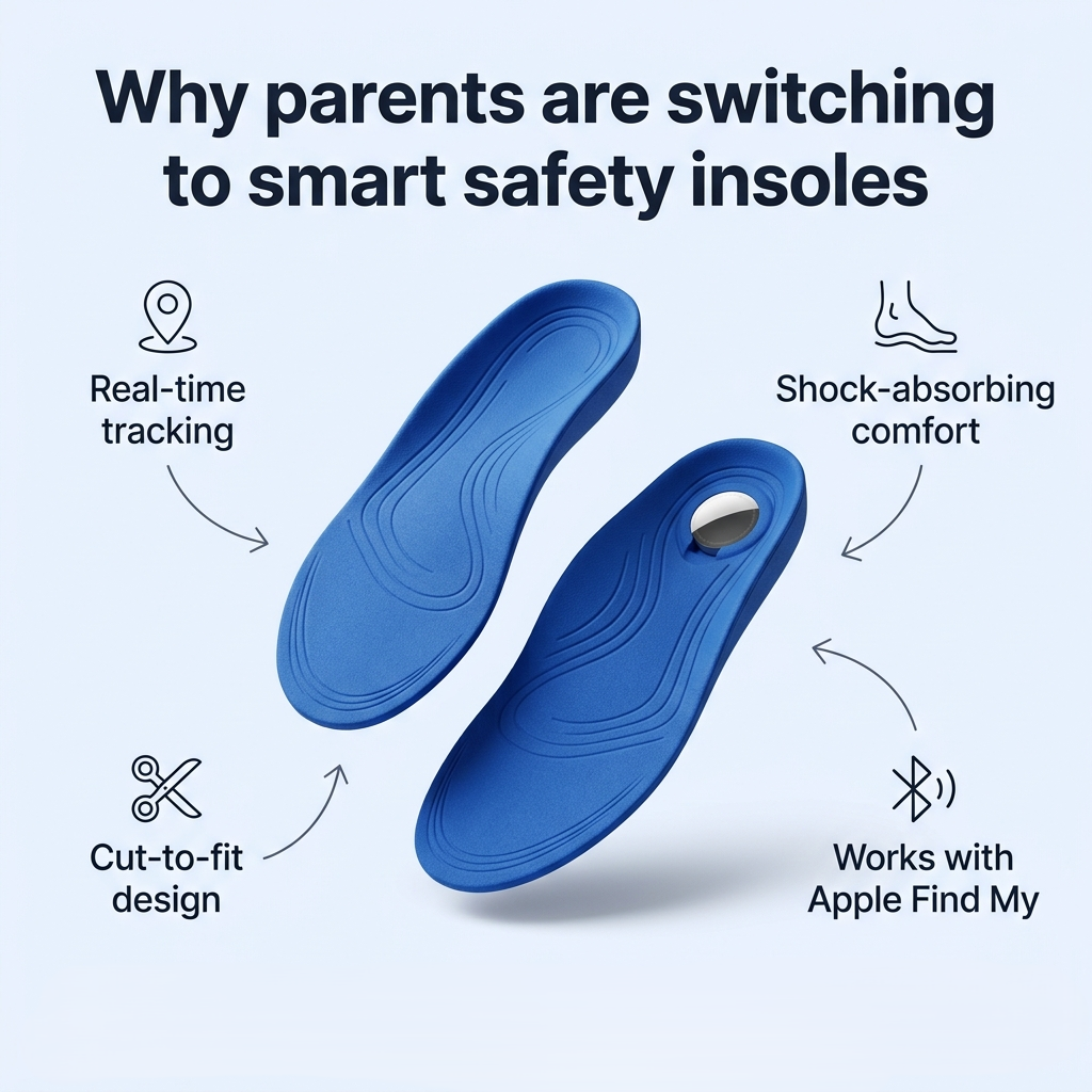 SafeStep™ AirTag Shoe Insoles – Hidden Protective AirTag Inserts for Kids & Seniors with Comfortable Secure Fit for Everyday Footwear
