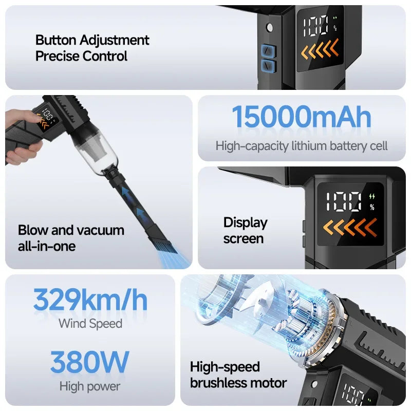 Cordless Jet Air Blower & Vacuum — 2,800,000 RPM, Compressed Air Duster, Car Power Bank