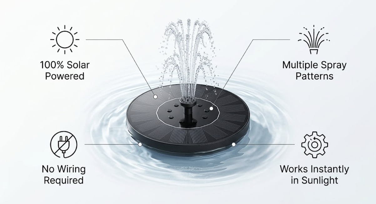 AquaFlow™ 8-in-1 Fountain Nozzle Kit – Adjustable Multi-Pattern Water Spray Attachment for Garden Fountains, Ponds & Outdoor Water Features
