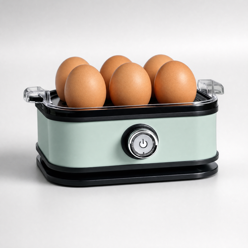 EggMaster Rapid Egg Cooker – 6-Egg Electric Boiler for Soft, Medium & Hard-Boiled Eggs with Auto Shut-Off & One-Touch Cooking (Sage)